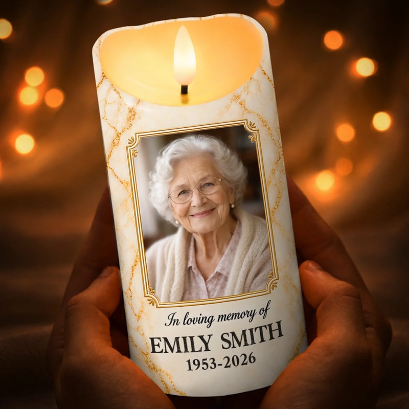 Custom In Loving Memory Christmas Gifts for Family – Personalized LED Candle