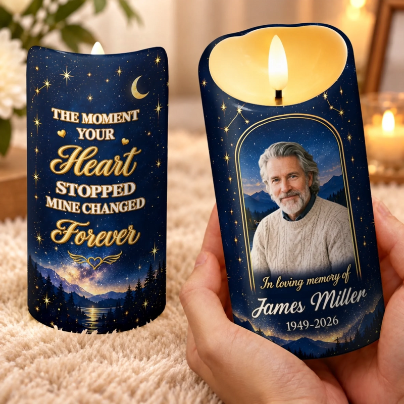 Custom Photo Starry Night Memorial Gifts – Personalized LED Candle
