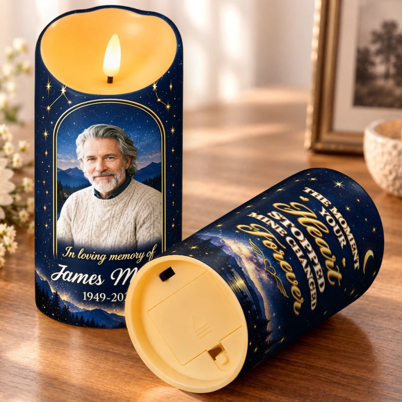 Custom Photo Starry Night Memorial Gifts – Personalized LED Candle