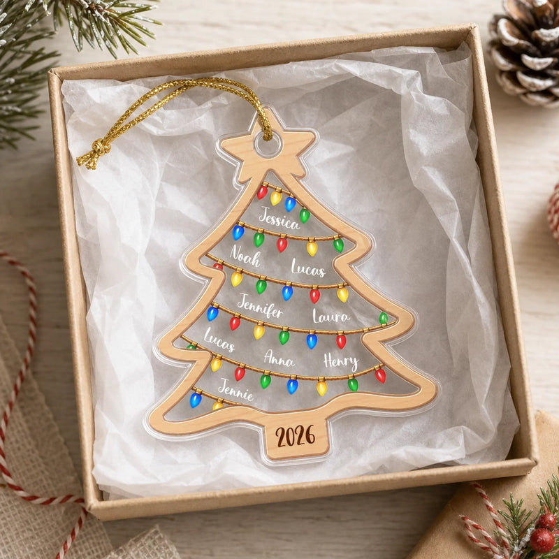 Custom Name Christmas Tree Lights Family Gifts - Personalized Acrylic Ornament