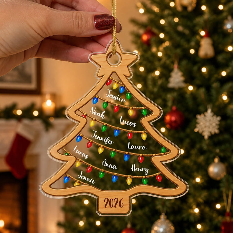 Custom Name Christmas Tree Lights Family Gifts - Personalized Acrylic Ornament