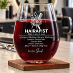 Custom Name Hairapist Gifts for Hairstylists - Personalized Wine Glass