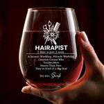 Custom Name Hairapist Gifts for Hairstylists - Personalized Wine Glass