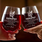 Custom Name Hairapist Gifts for Hairstylists - Personalized Wine Glass