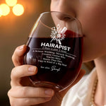 Custom Name Hairapist Gifts for Hairstylists - Personalized Wine Glass