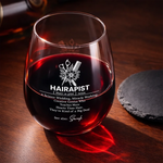Custom Name Hairapist Gifts for Hairstylists - Personalized Wine Glass