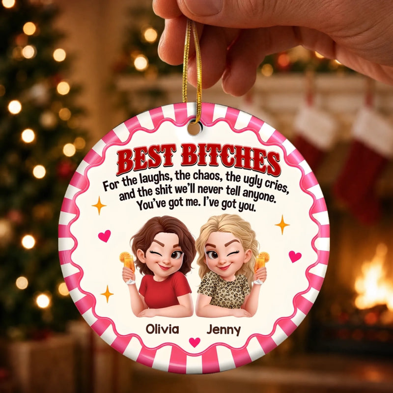 Custom Name Best Friend Christmas Gifts for Women - Personalized Ceramic Ornament