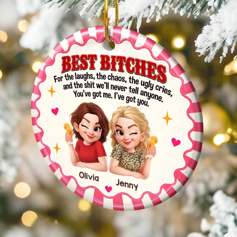 Custom Name Best Friend Christmas Gifts for Women - Personalized Ceramic Ornament
