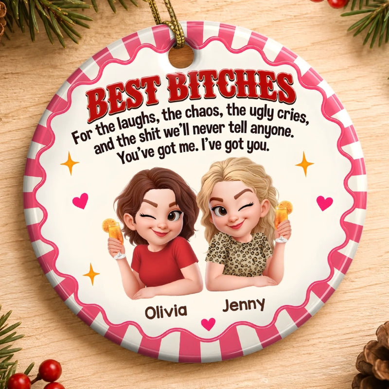 Custom Name Best Friend Christmas Gifts for Women - Personalized Ceramic Ornament