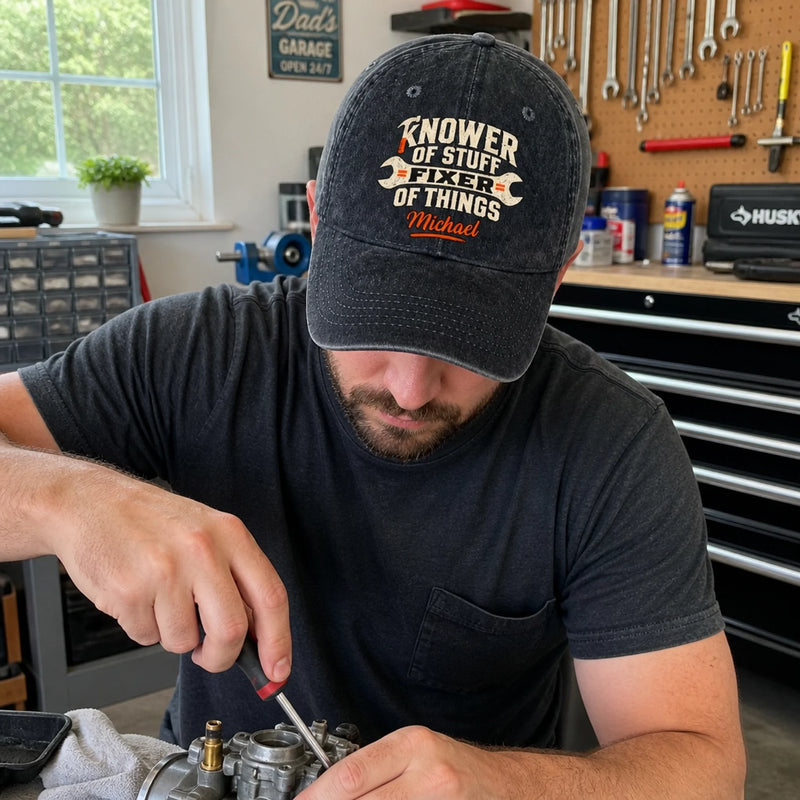 Custom Name Gifts For Men, Fixers - Personalized Washed Cap - Fixer Of Things