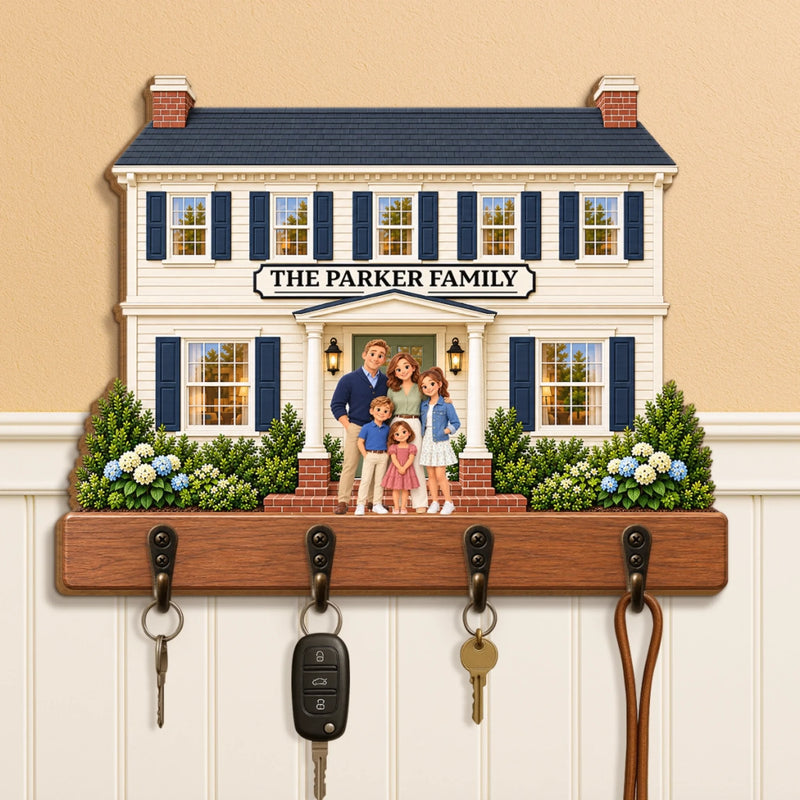Custom Family Name House Gifts for Families - Personalized Wooden Key Holder