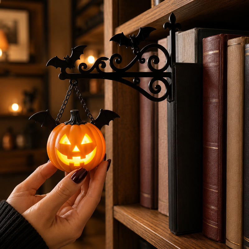 Bookshelf Lantern Light - Gifts For Book Lovers, Bookworms, Readers - Halloween Pumpkin Book Nook Decor